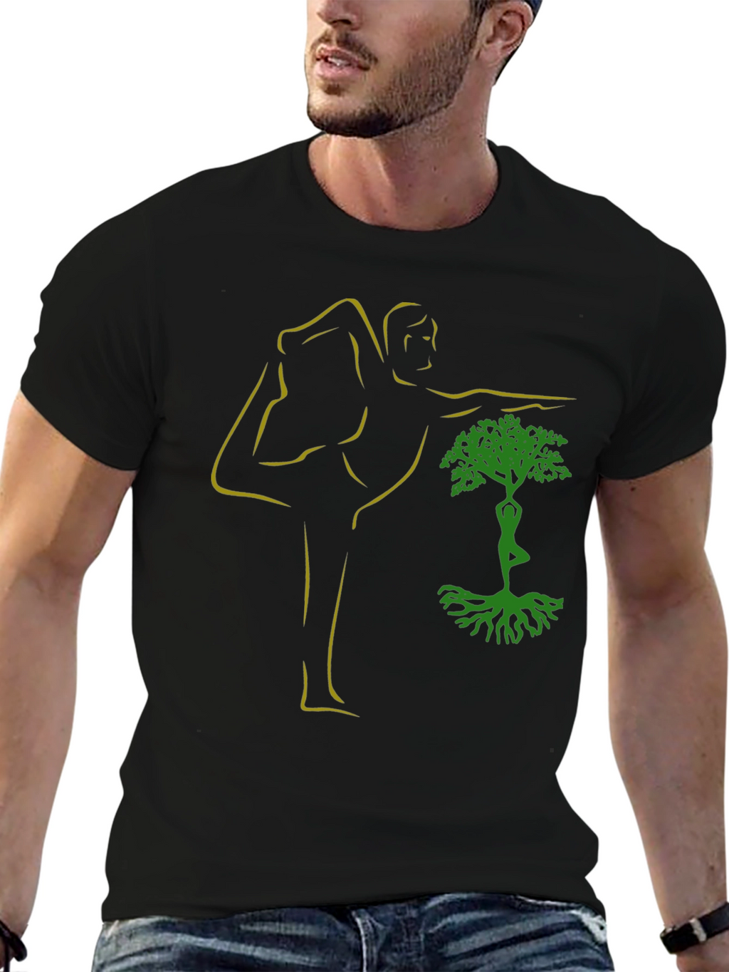 Yoga Tree Pose Graphic Black T-Shirt