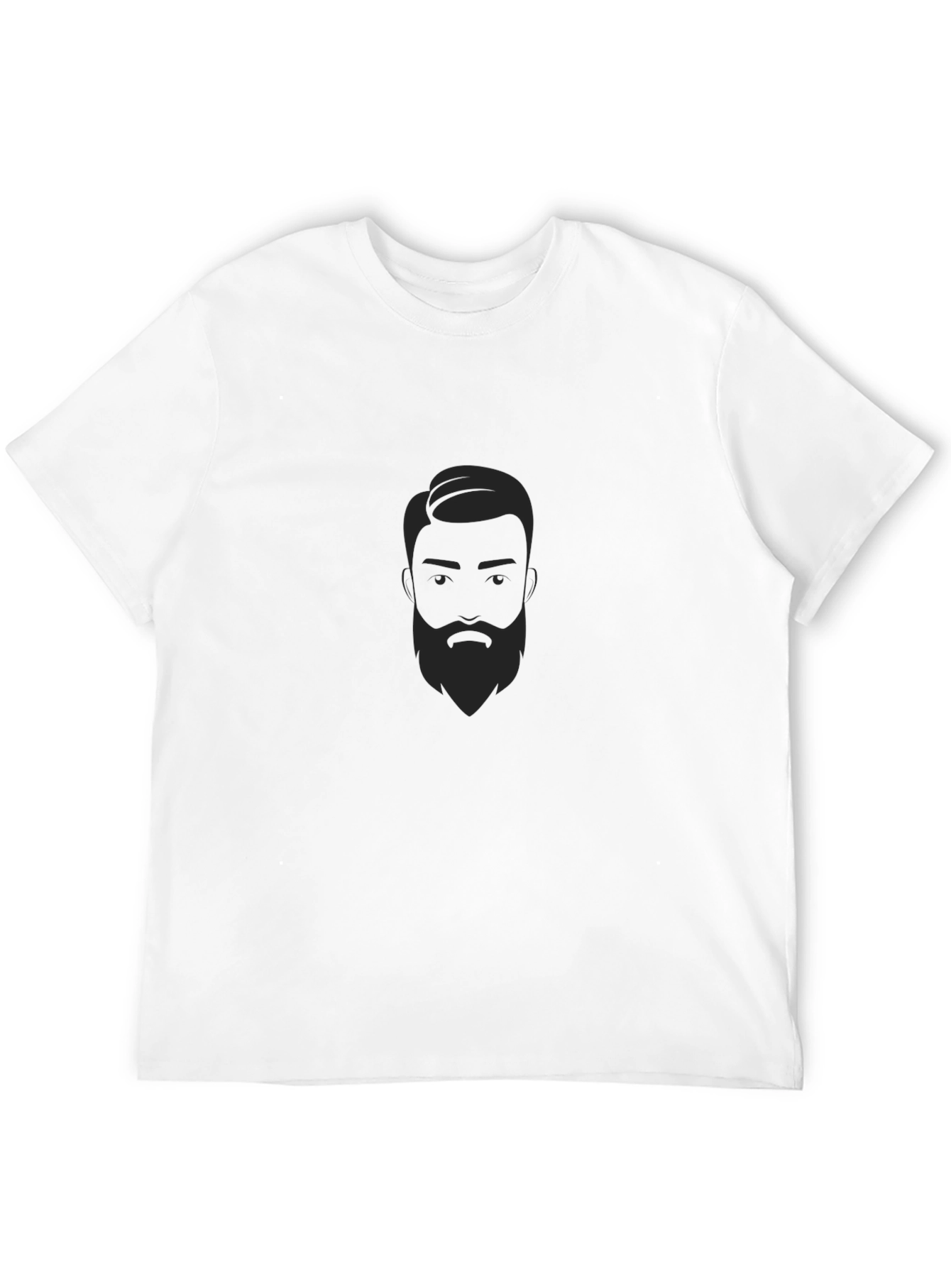 Mens Black Graphic Tee - Bearded Man Design