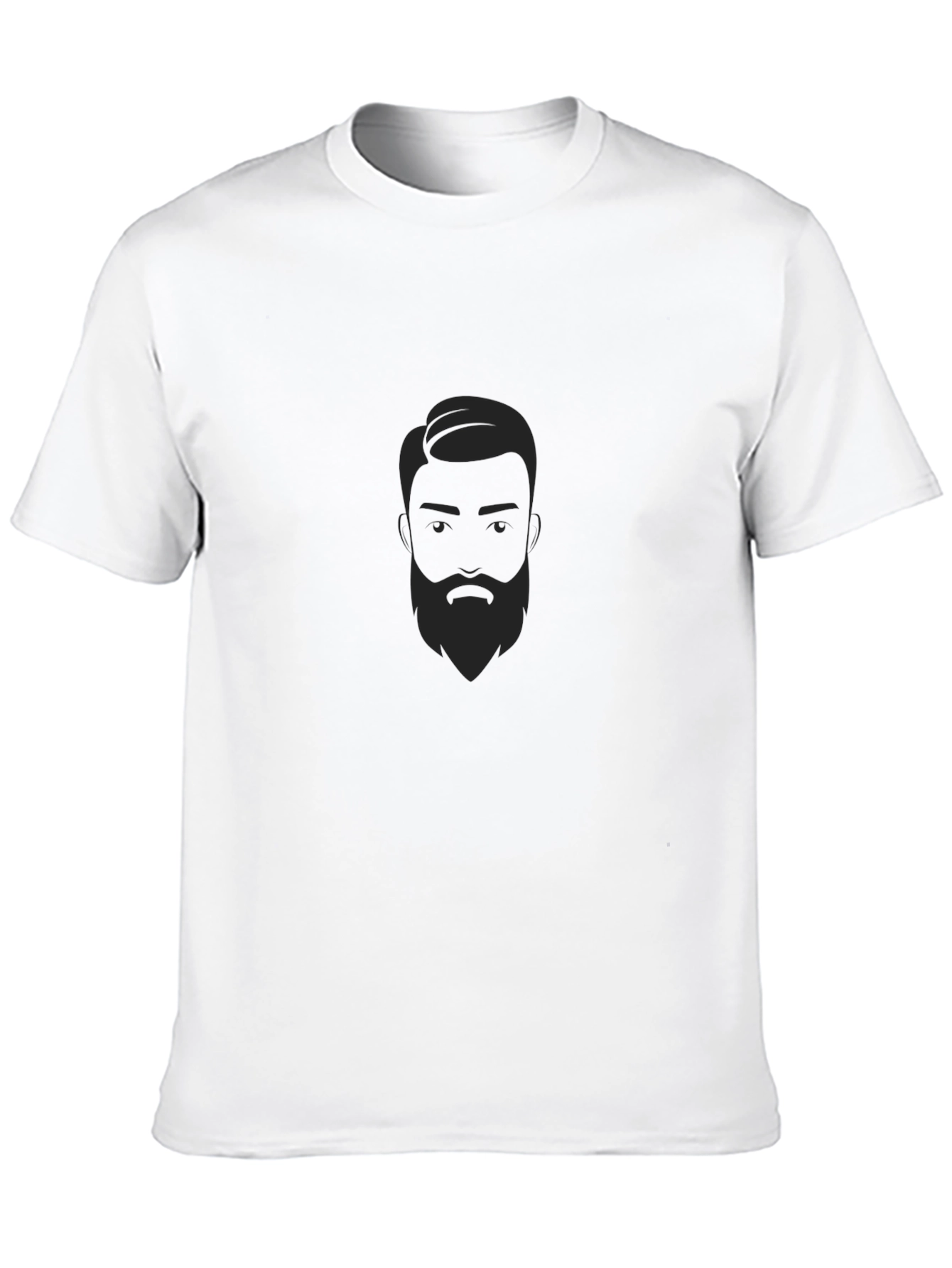 Mens Black Graphic Tee - Bearded Man Design