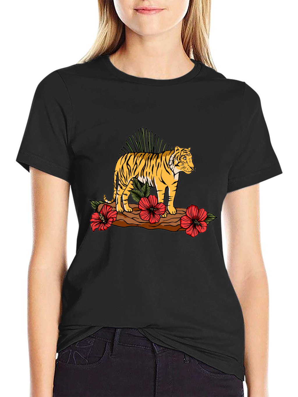 Tiger Graphic Print Black T-shirt
