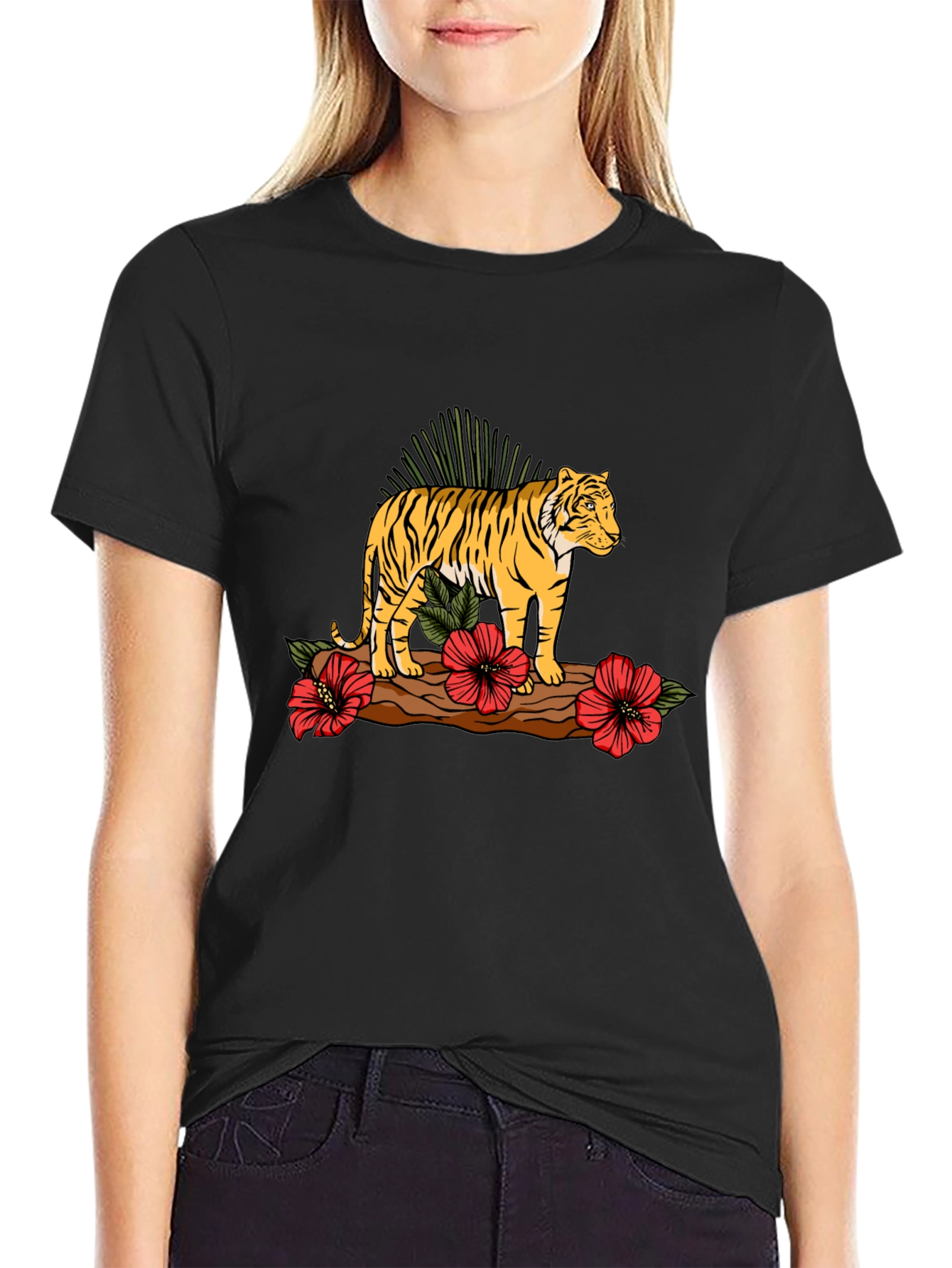 Tiger Graphic Print Black T-shirt