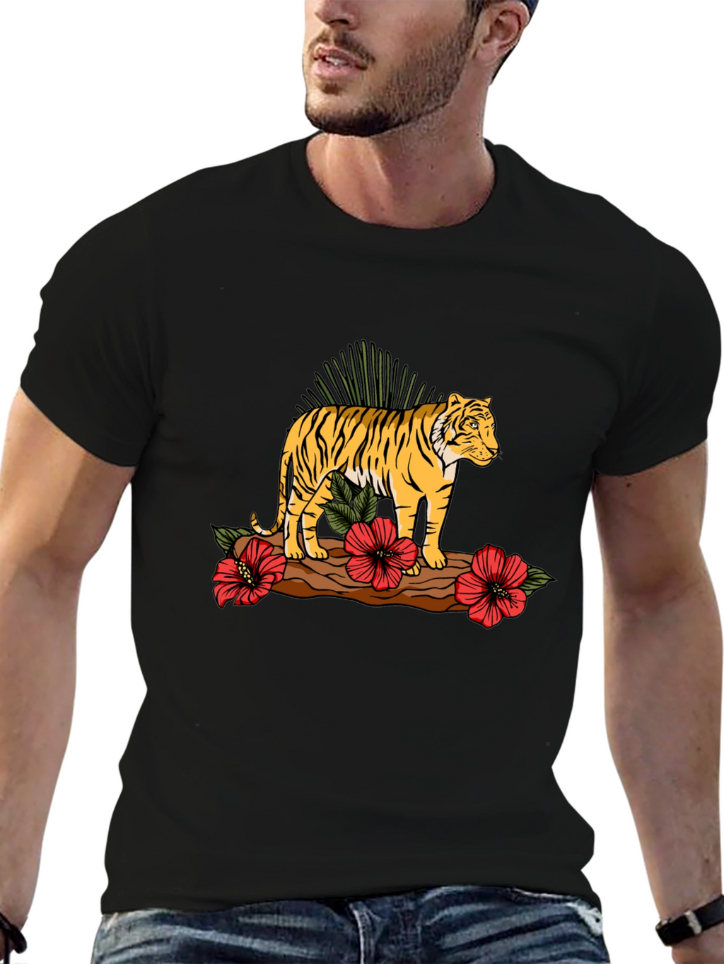 Tiger Graphic Print Black T-shirt