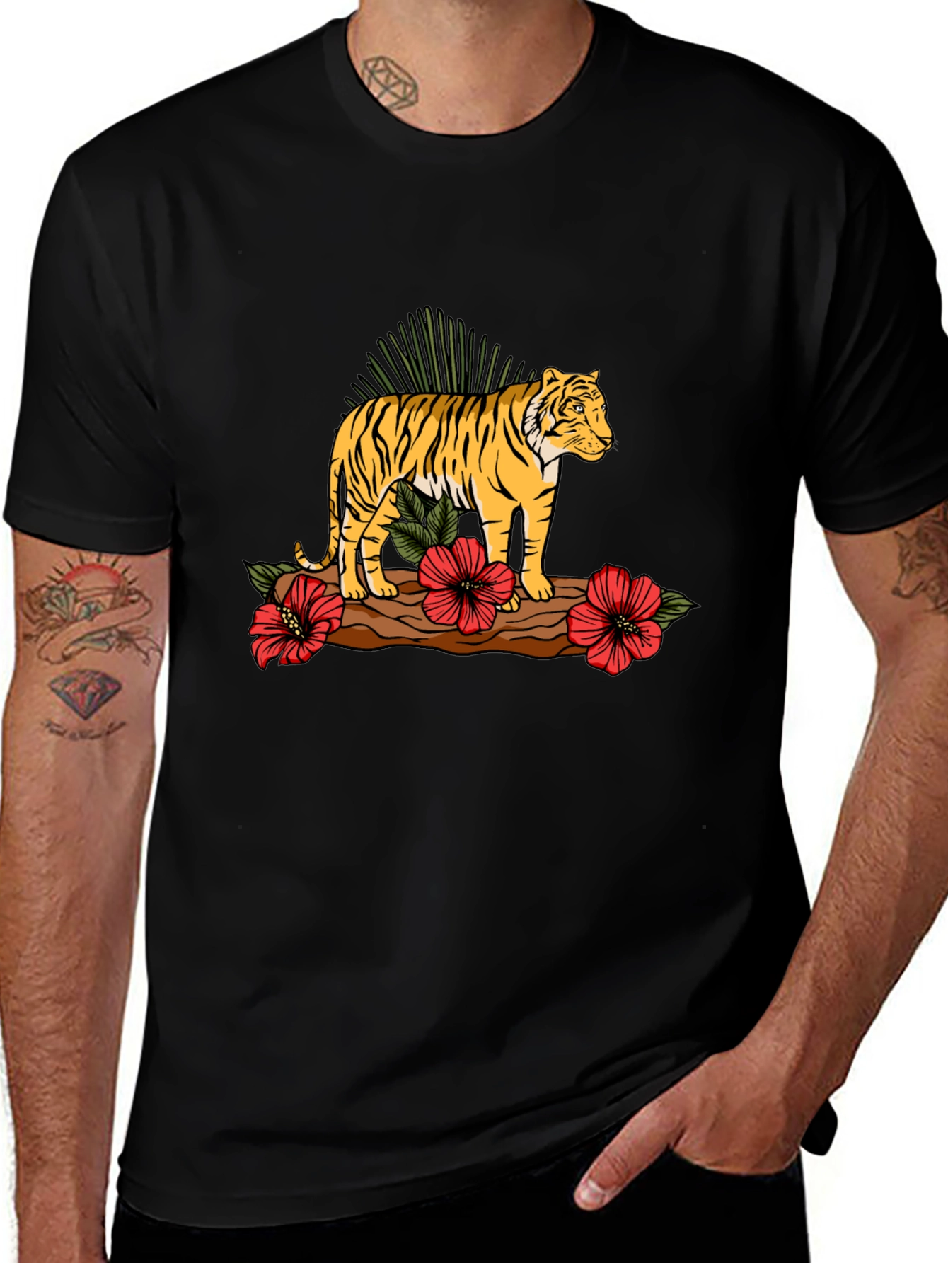 Tiger Graphic Print Black T-shirt