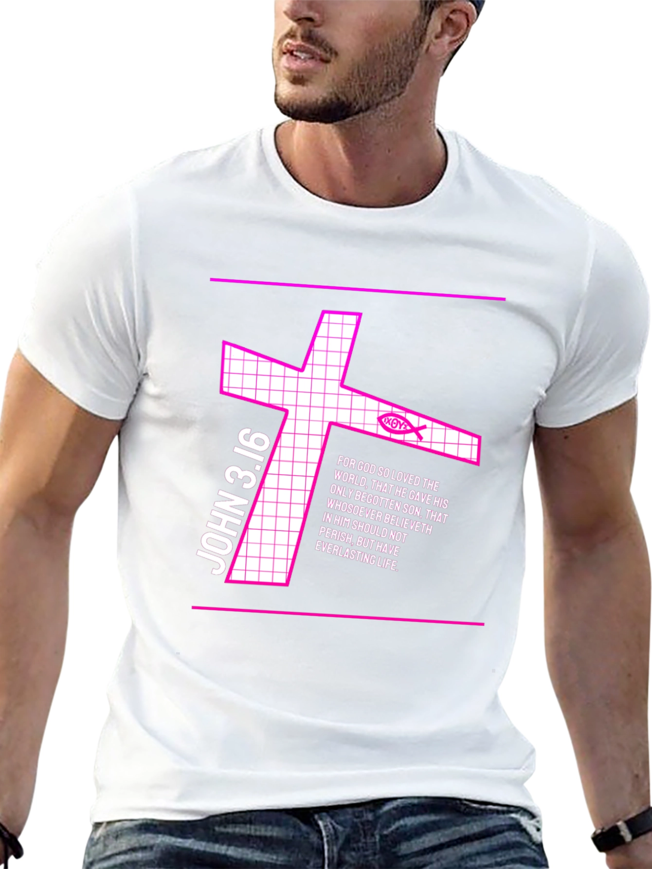 John 3:16 Graphic Tee - Christian Cross Design