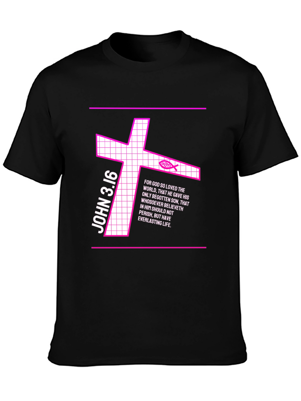 John 3:16 Graphic Tee - Christian Cross Design
