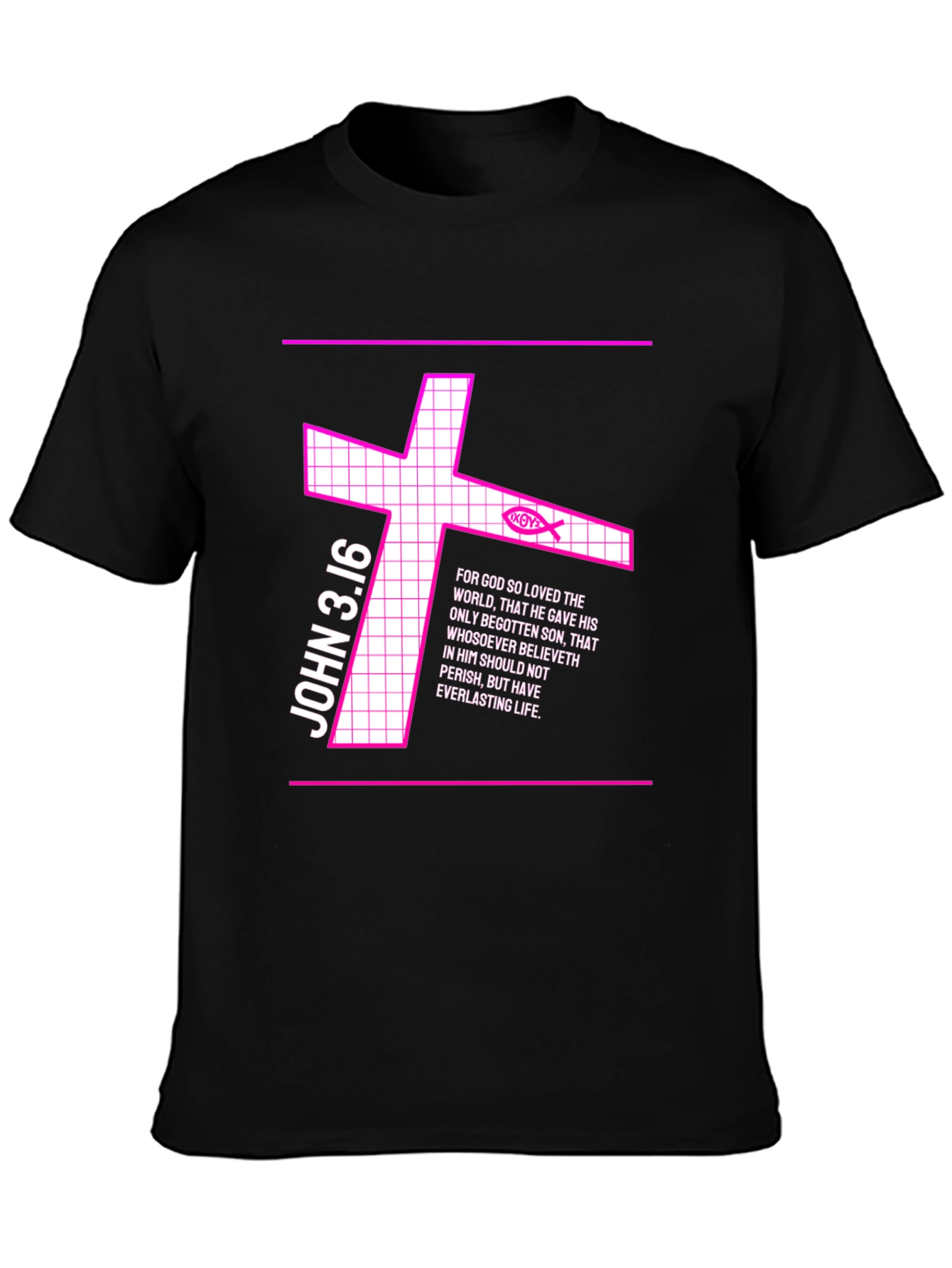 John 3:16 Graphic Tee - Christian Cross Design