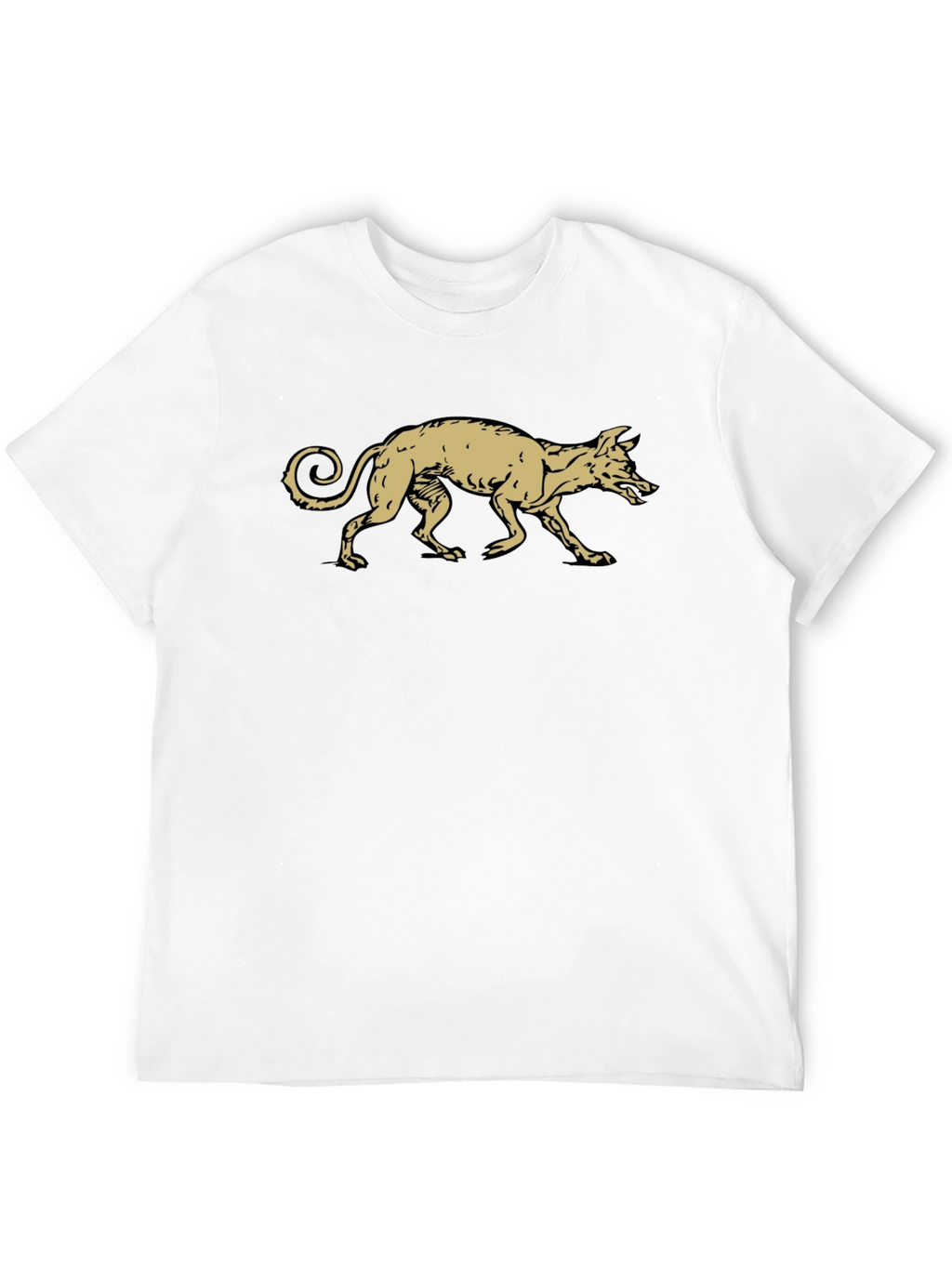 Black T-Shirt with Gold Running Dog Graphic