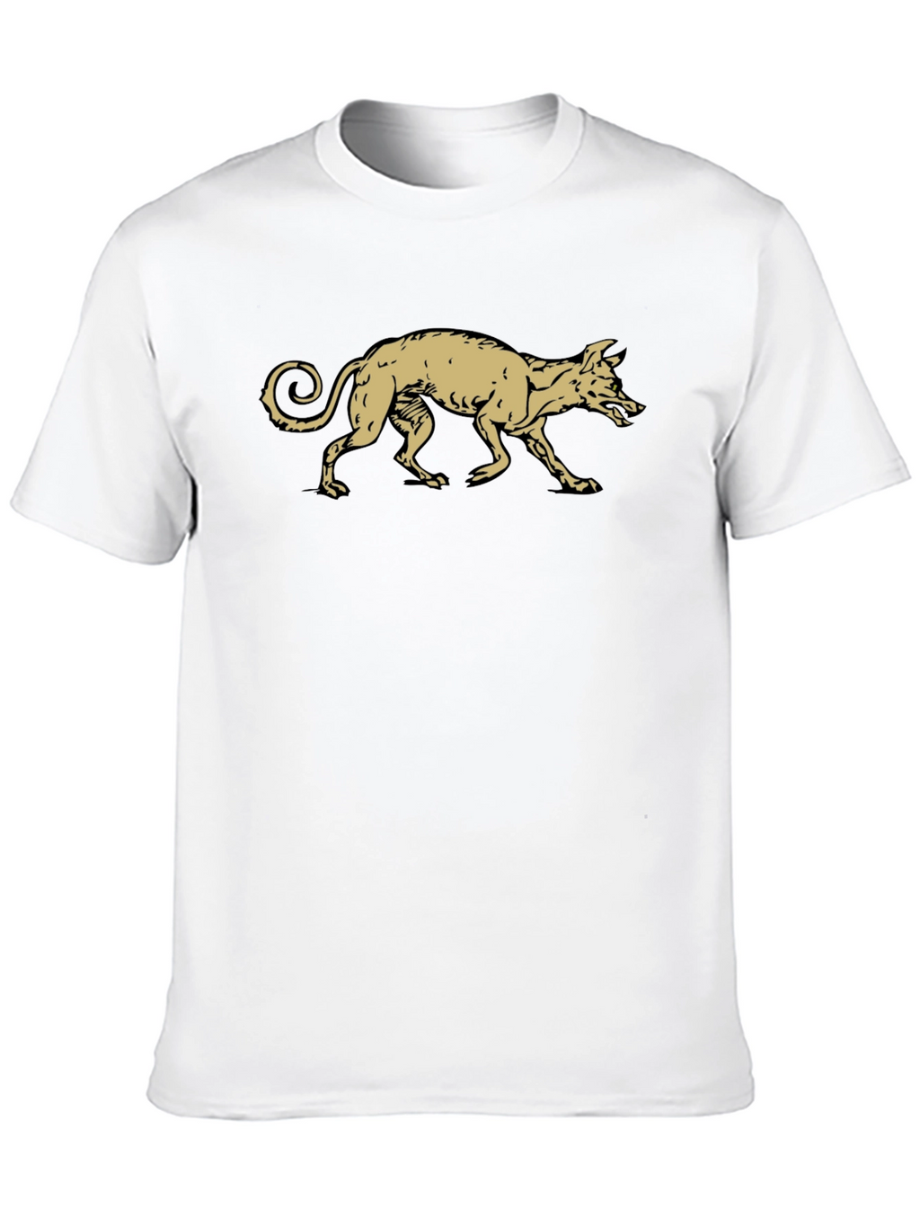 Black T-Shirt with Gold Running Dog Graphic