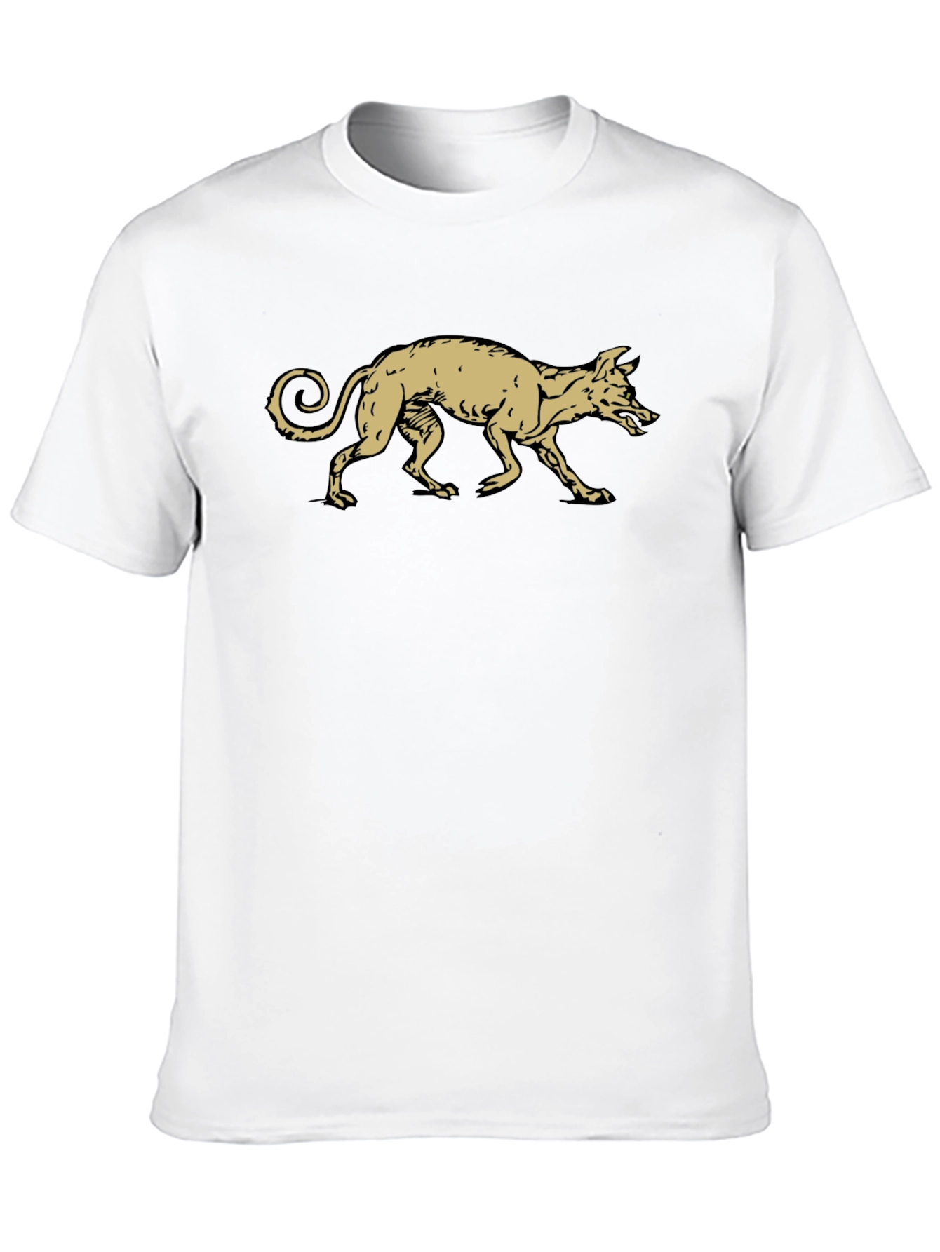 Black T-Shirt with Gold Running Dog Graphic