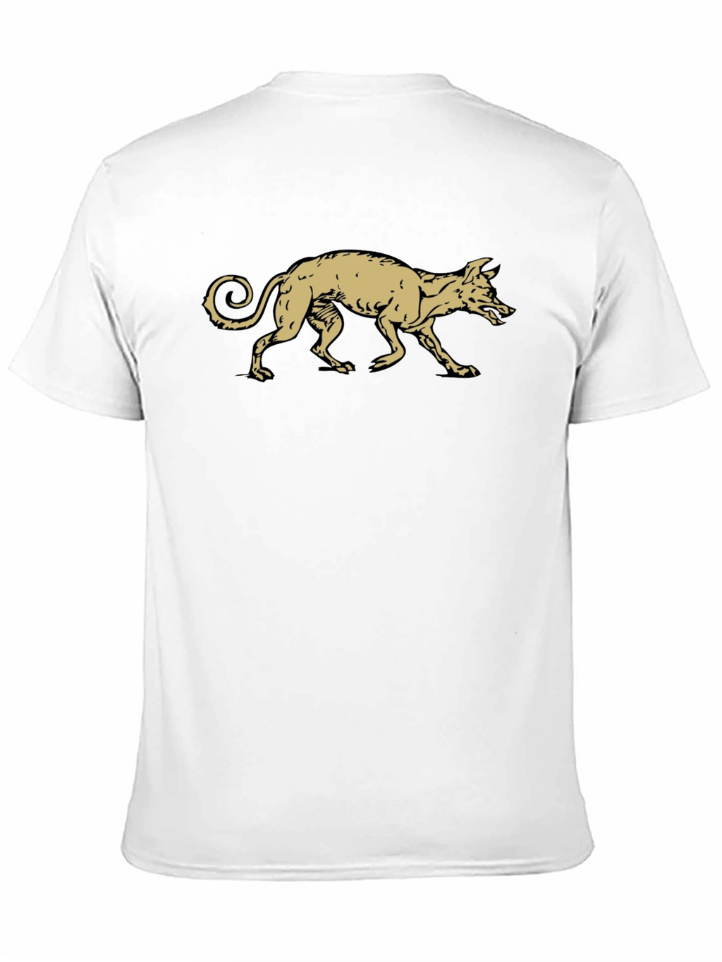 Black T-Shirt with Gold Running Dog Graphic
