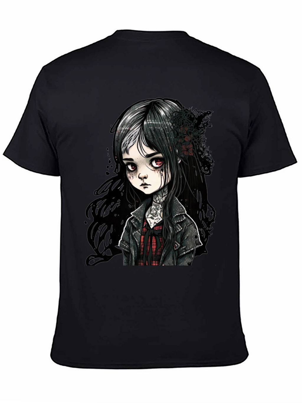 Gothic Doll Graphic Tee - Unisex Black T-Shirt