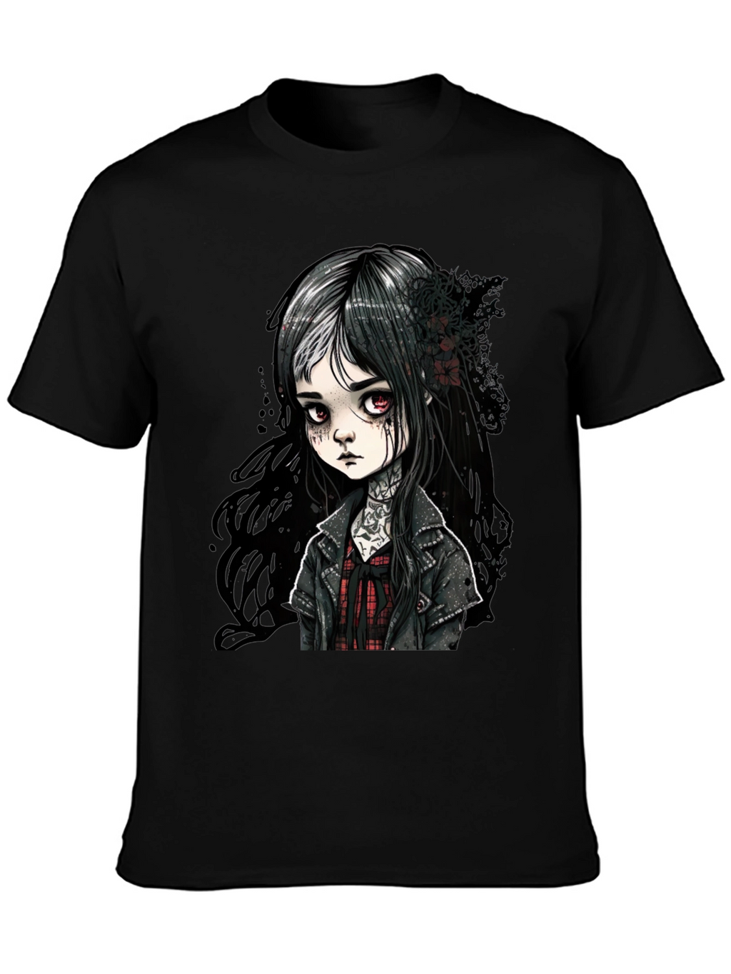 Gothic Doll Graphic Tee - Unisex Black T-Shirt