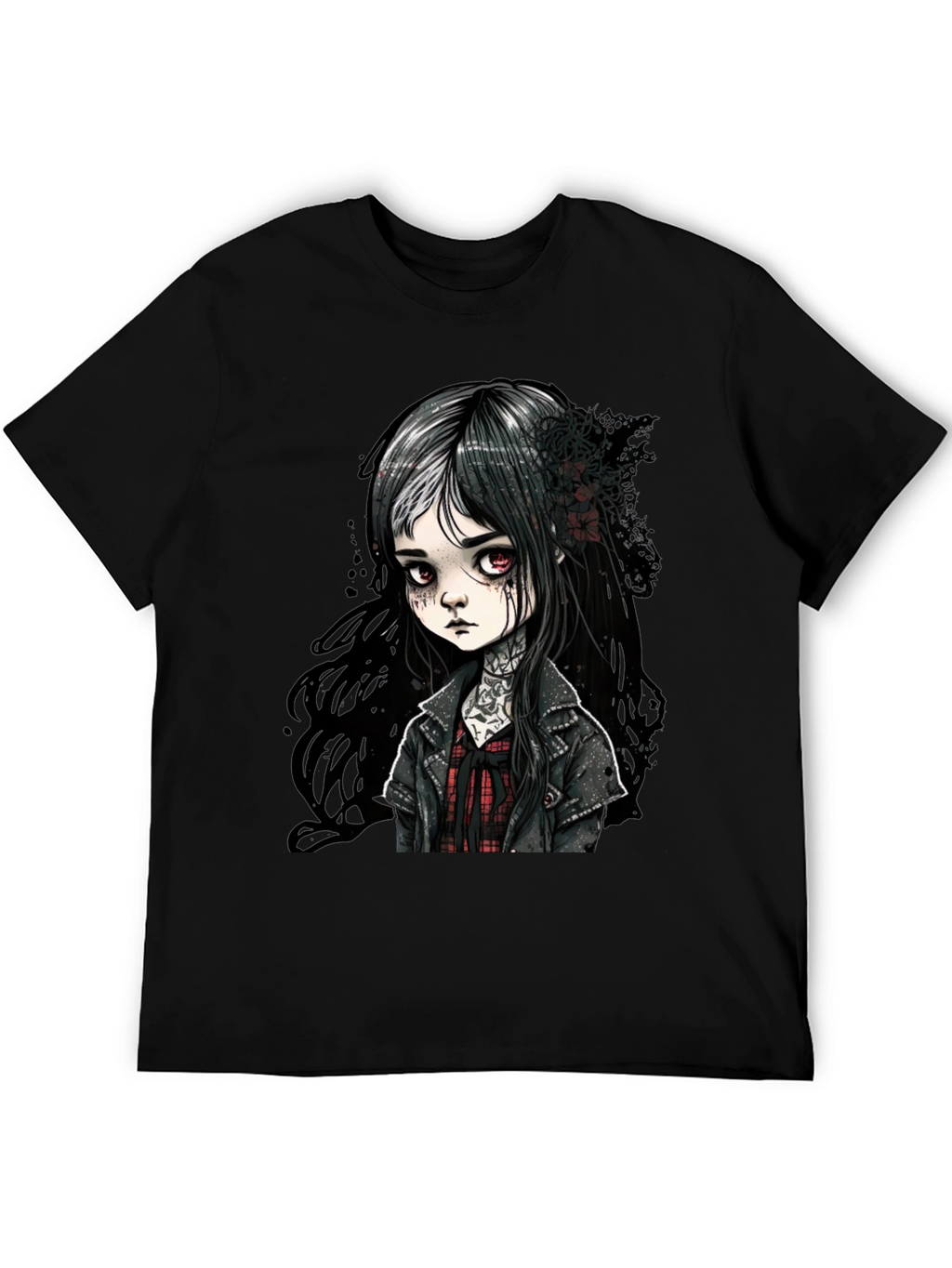 Gothic Doll Graphic Tee - Unisex Black T-Shirt