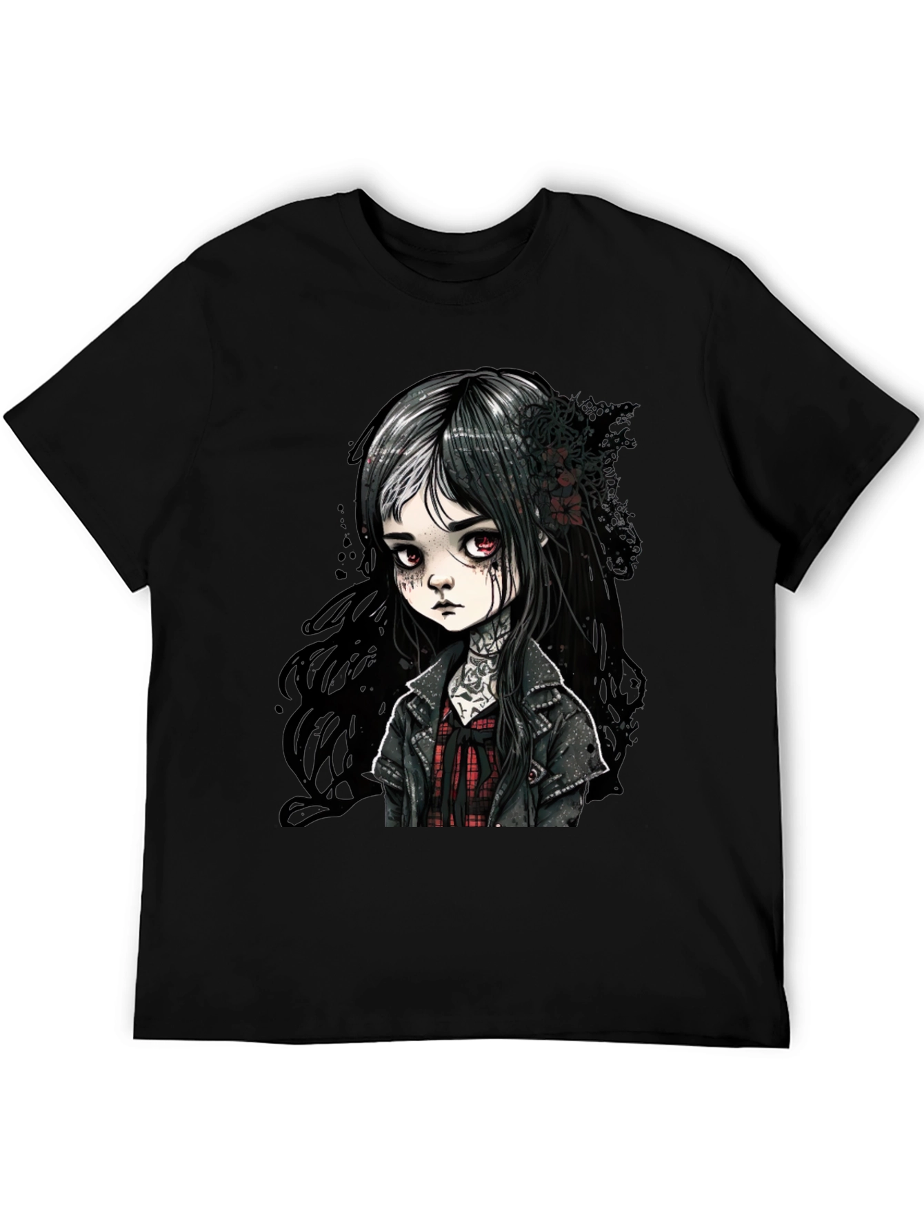 Gothic Doll Graphic Tee - Unisex Black T-Shirt