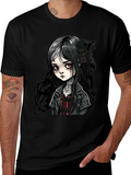 Gothic Doll Graphic Tee - Unisex Black T-Shirt