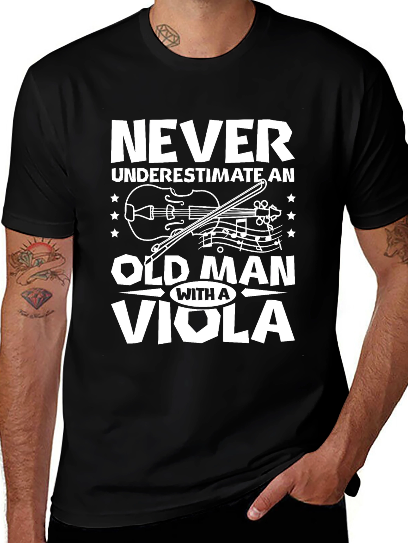 Never Underestimate Old Man with Viola T-Shirt