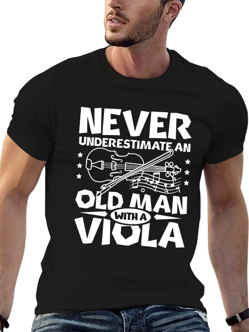 Never Underestimate Old Man with Viola T-Shirt