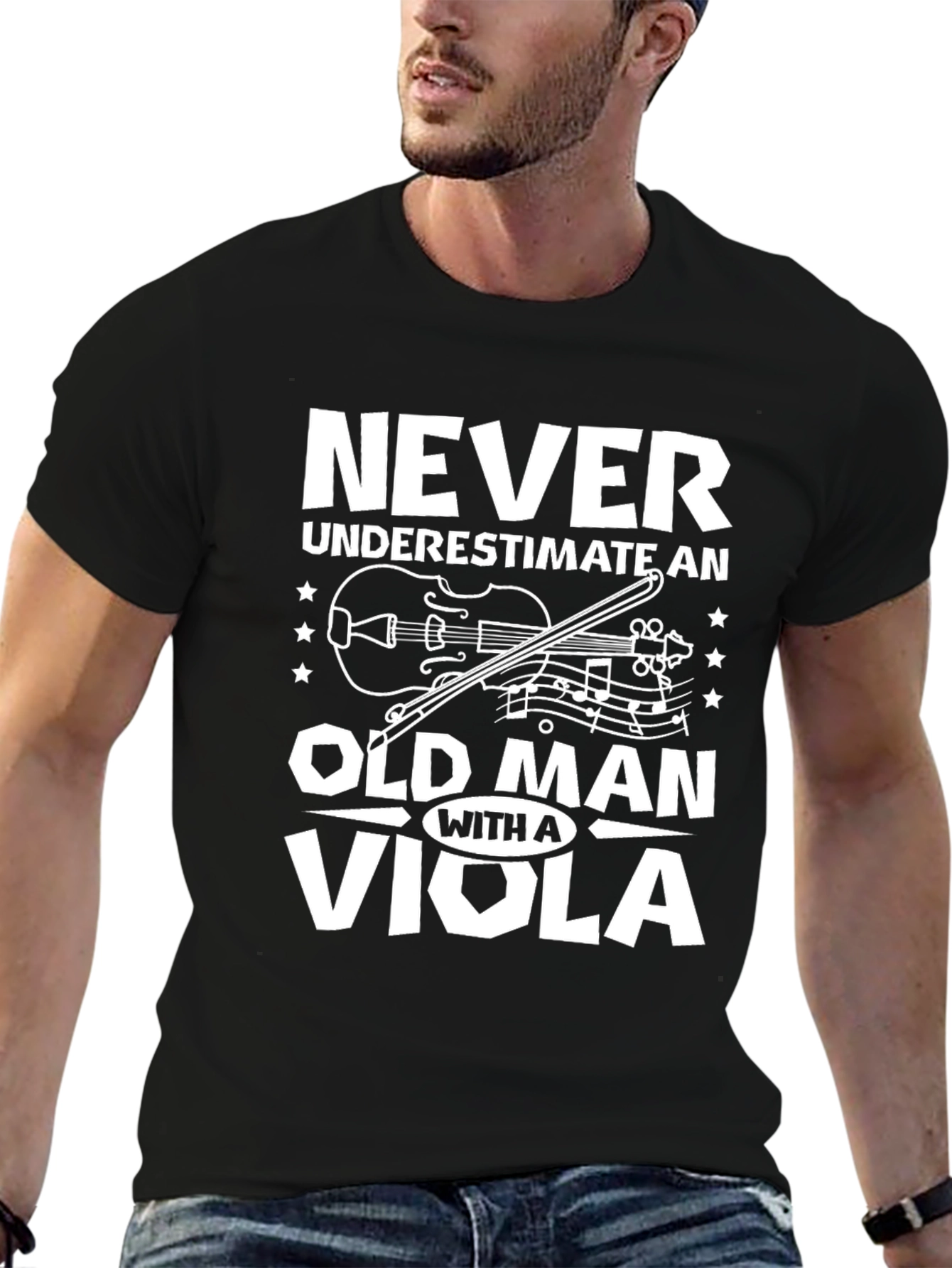 Never Underestimate Old Man with Viola T-Shirt