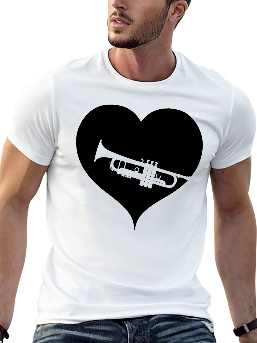 Trumpet Heart Graphic T-Shirt - Music Lover Tee