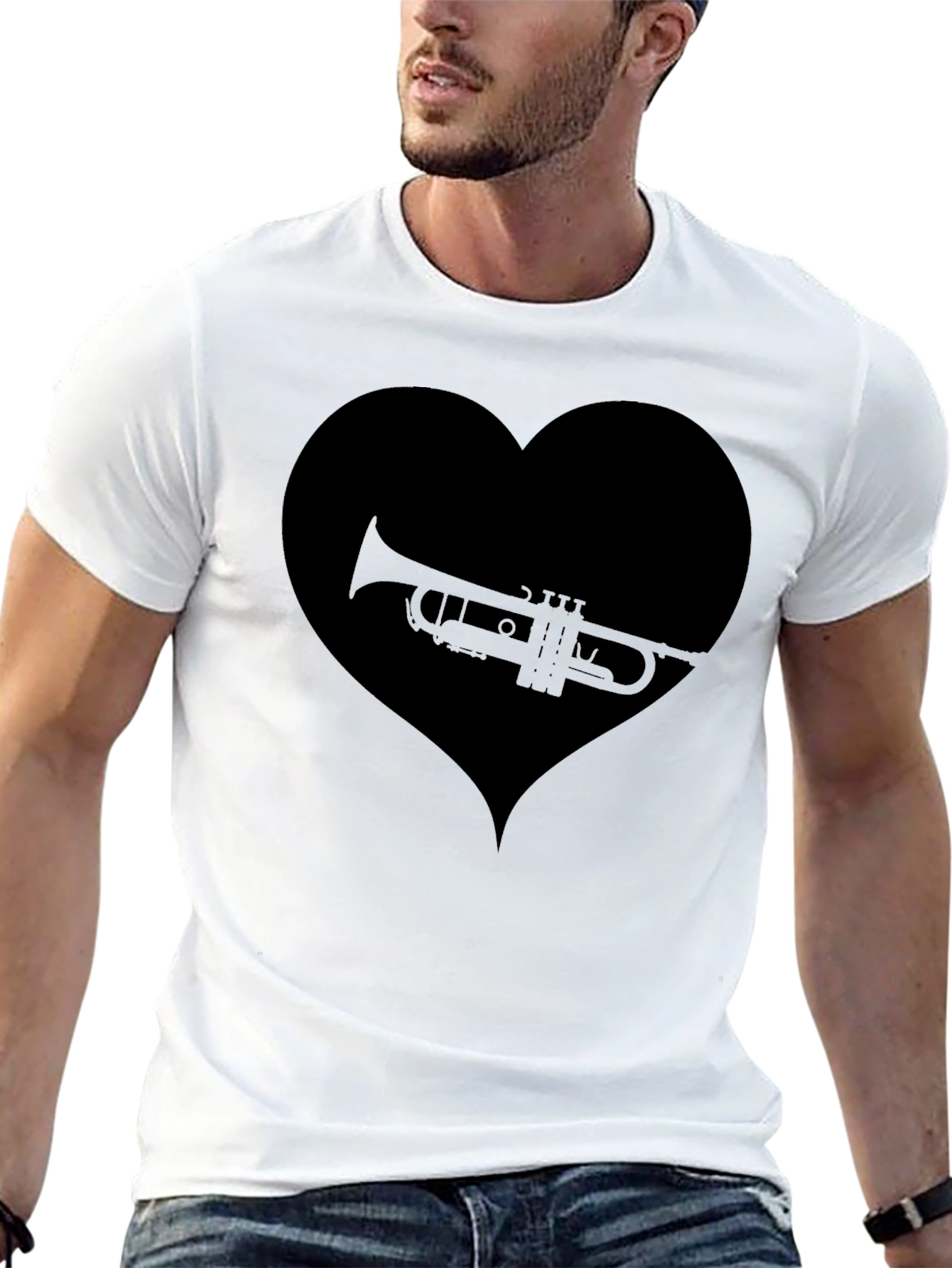 Trumpet Heart Graphic T-Shirt - Music Lover Tee