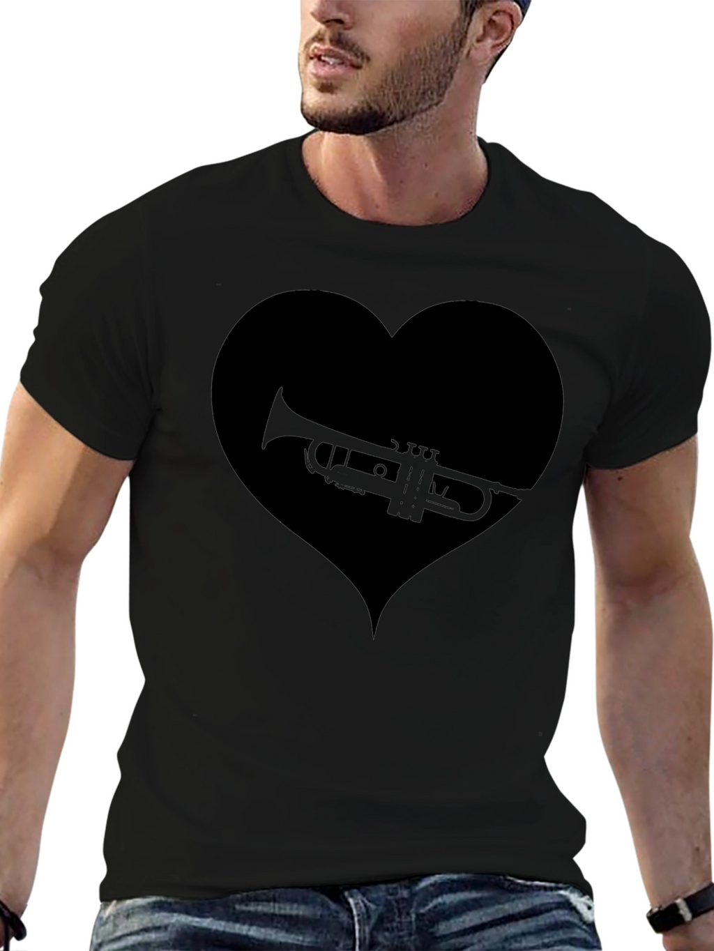 Trumpet Heart Graphic T-Shirt - Music Lover Tee