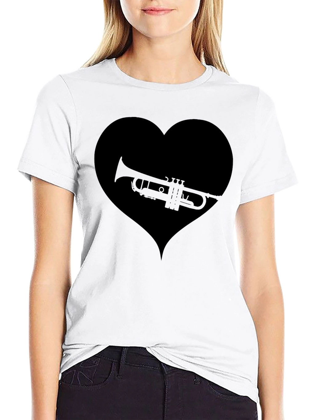 Trumpet Heart Graphic T-Shirt - Music Lover Tee