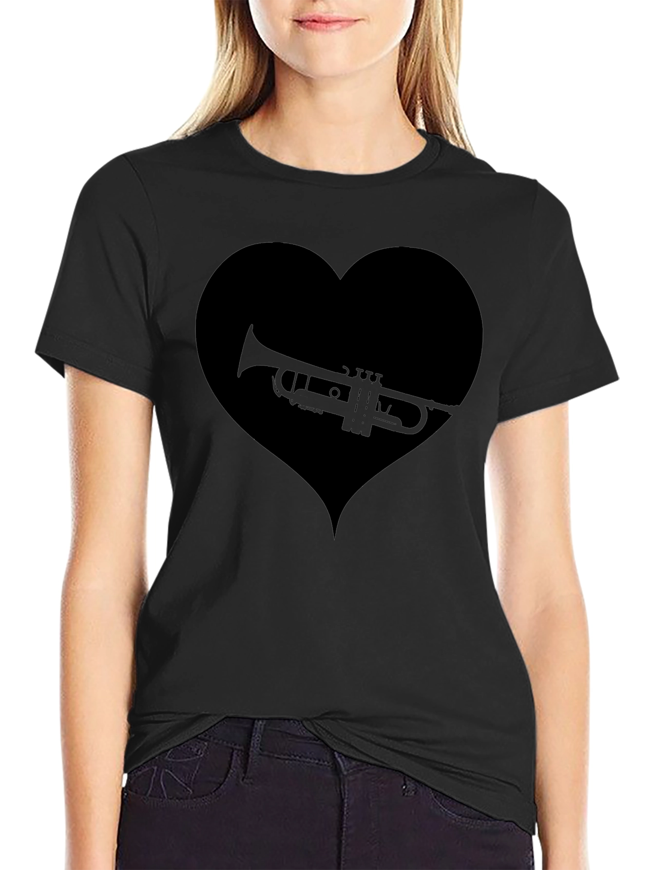 Trumpet Heart Graphic T-Shirt - Music Lover Tee