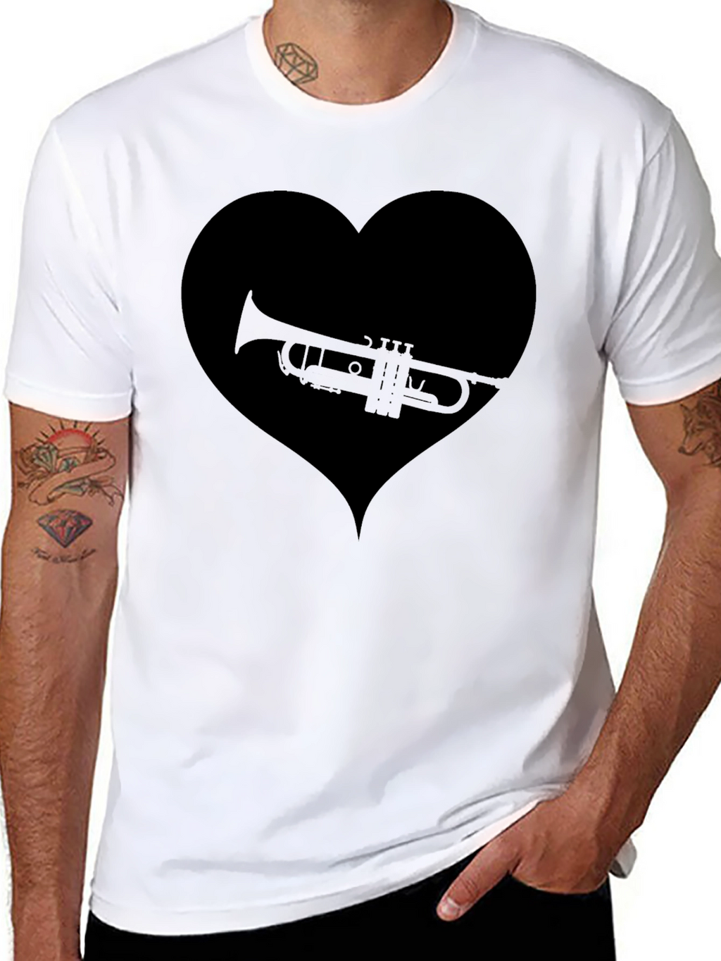 Trumpet Heart Graphic T-Shirt - Music Lover Tee