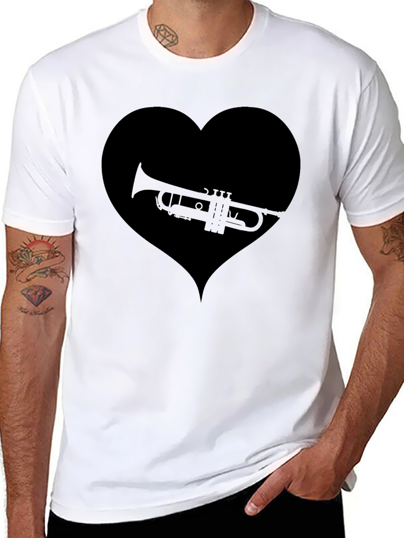 Trumpet Heart Graphic T-Shirt - Music Lover Tee
