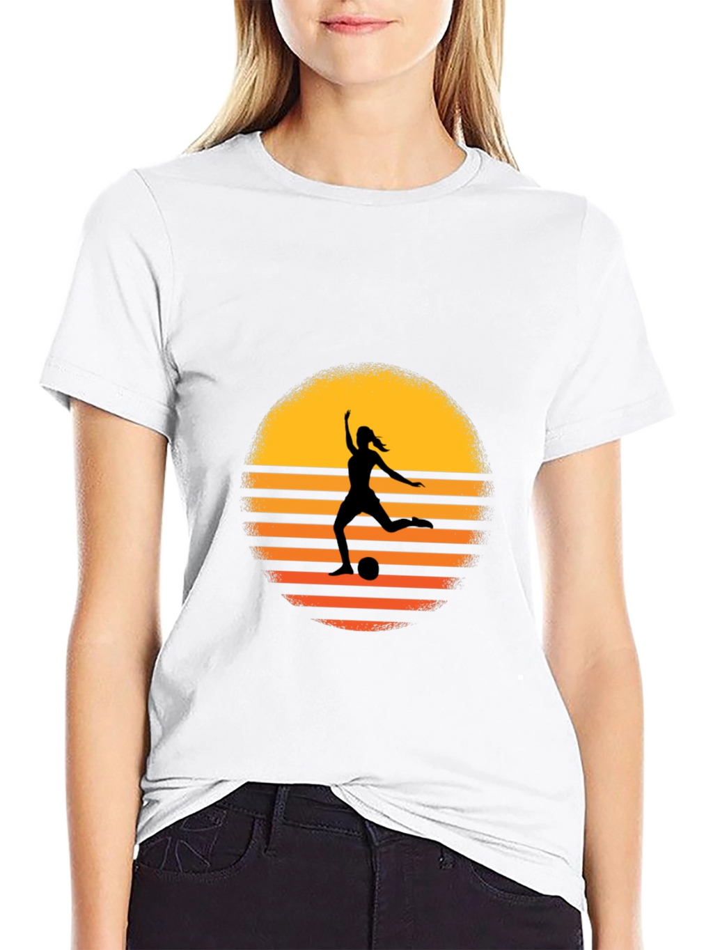 Sunset Soccer Silhouette Graphic Tee