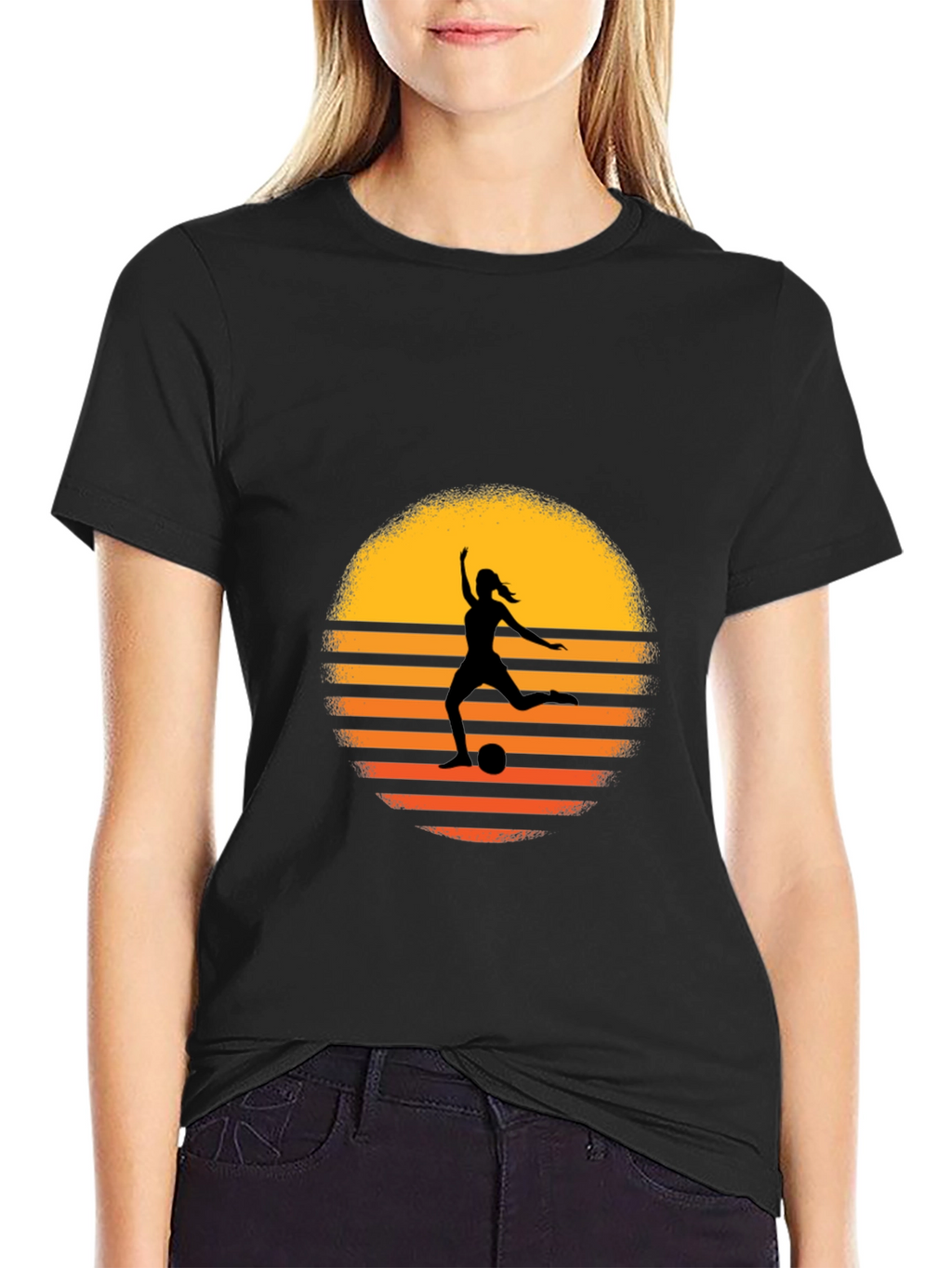 Sunset Soccer Silhouette Graphic Tee