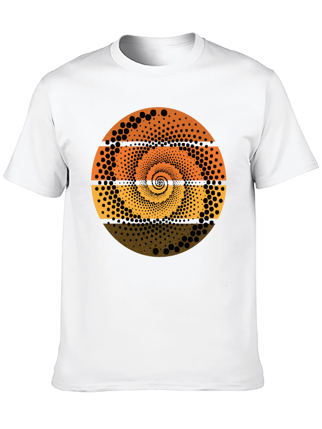 Abstract Dot Spiral Graphic Tee - Black Cotton T-Shirt