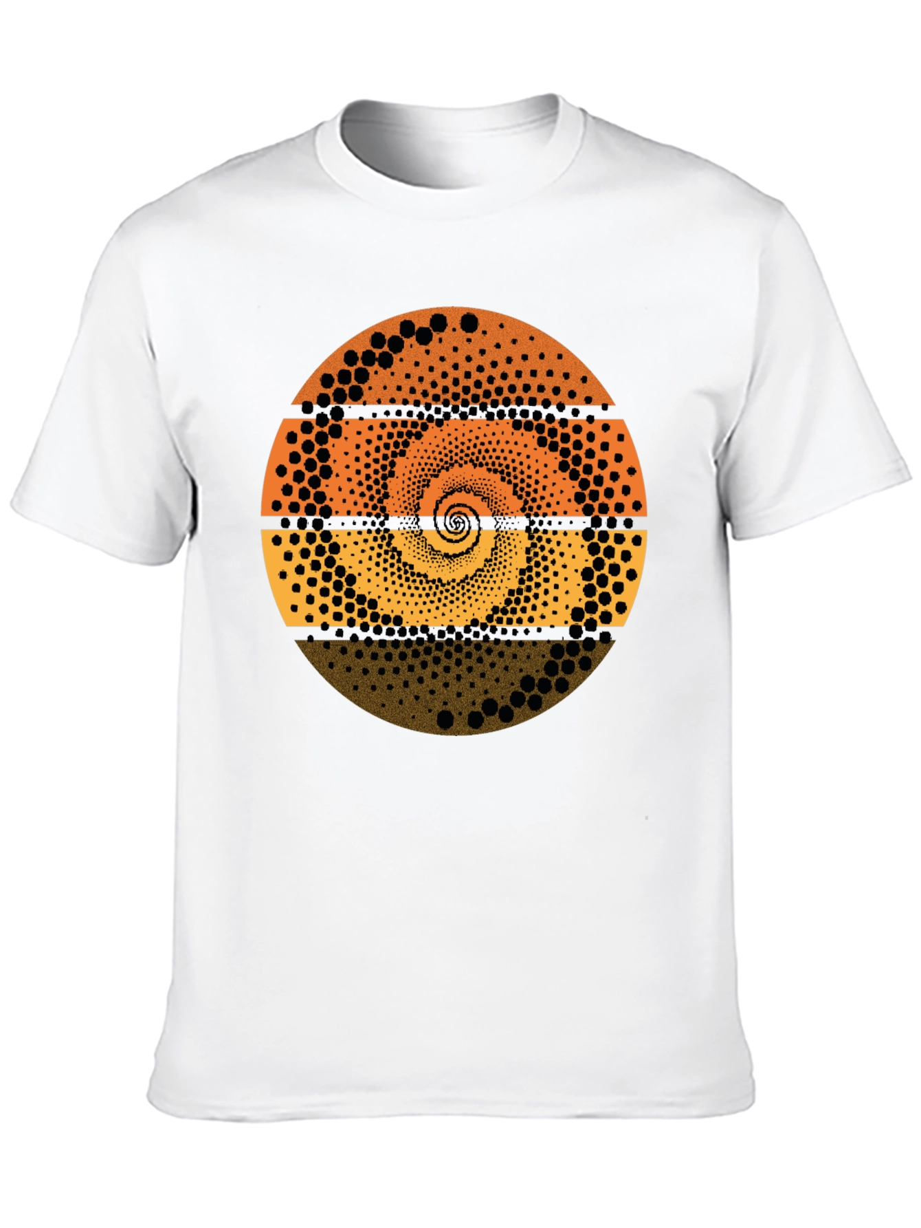 Abstract Dot Spiral Graphic Tee - Black Cotton T-Shirt