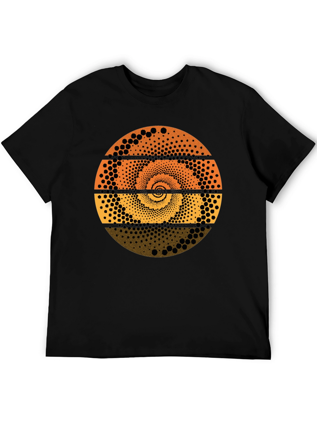 Abstract Dot Spiral Graphic Tee - Black Cotton T-Shirt