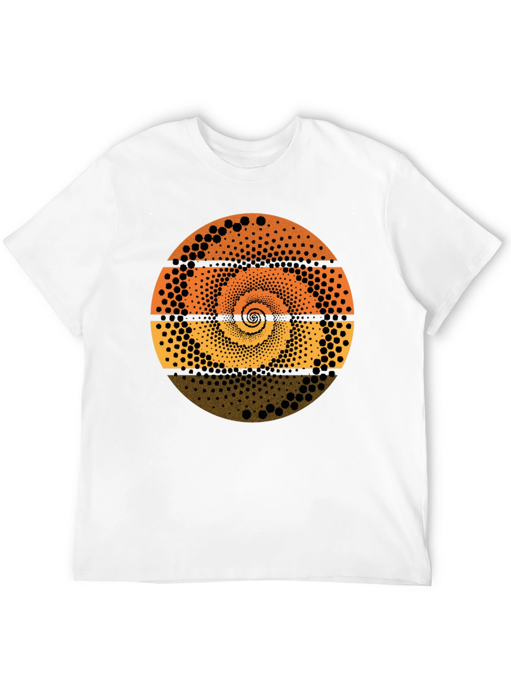 Abstract Dot Spiral Graphic Tee - Black Cotton T-Shirt