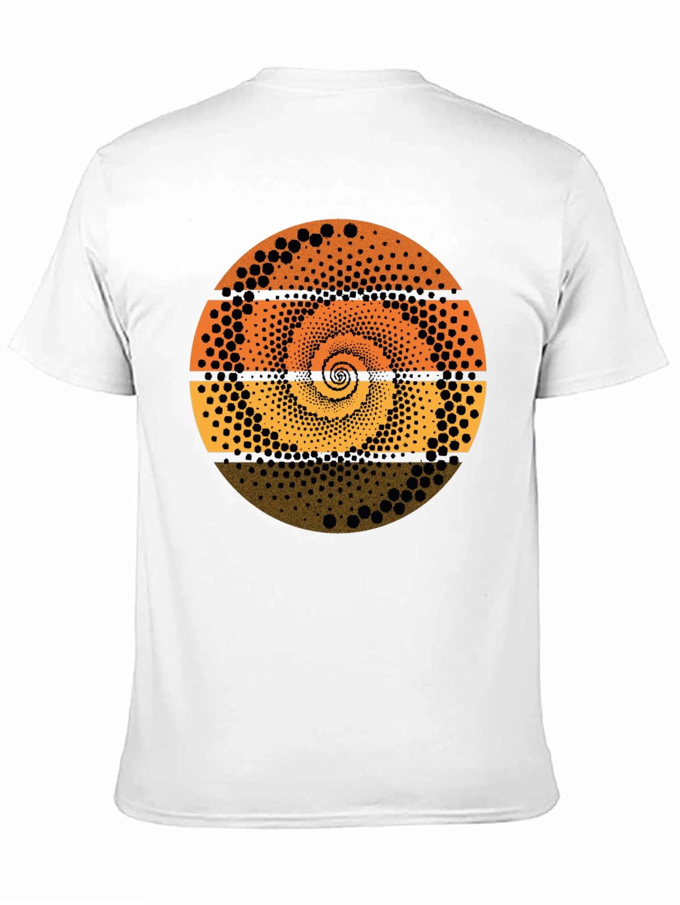 Abstract Dot Spiral Graphic Tee - Black Cotton T-Shirt