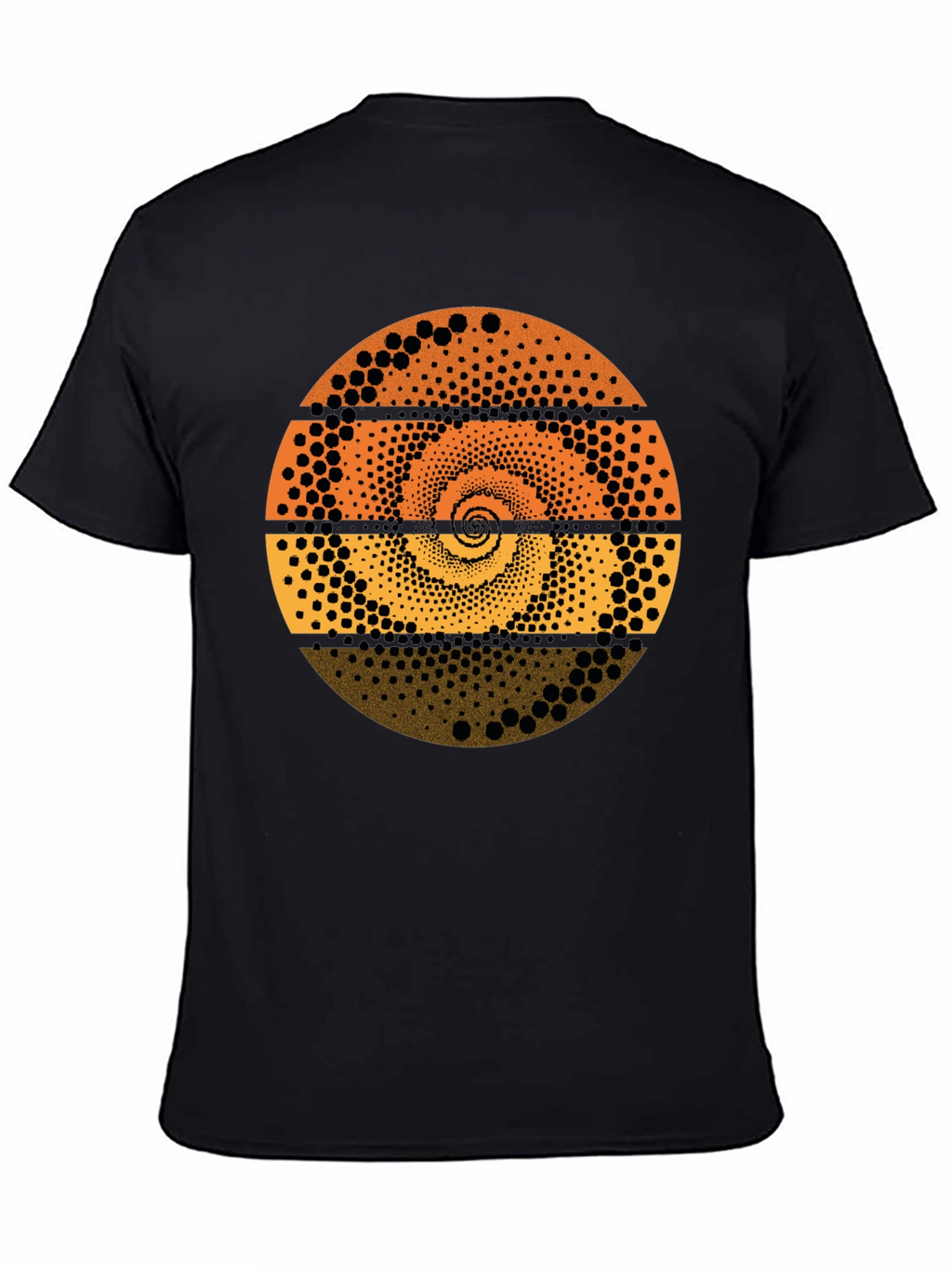Abstract Dot Spiral Graphic Tee - Black Cotton T-Shirt