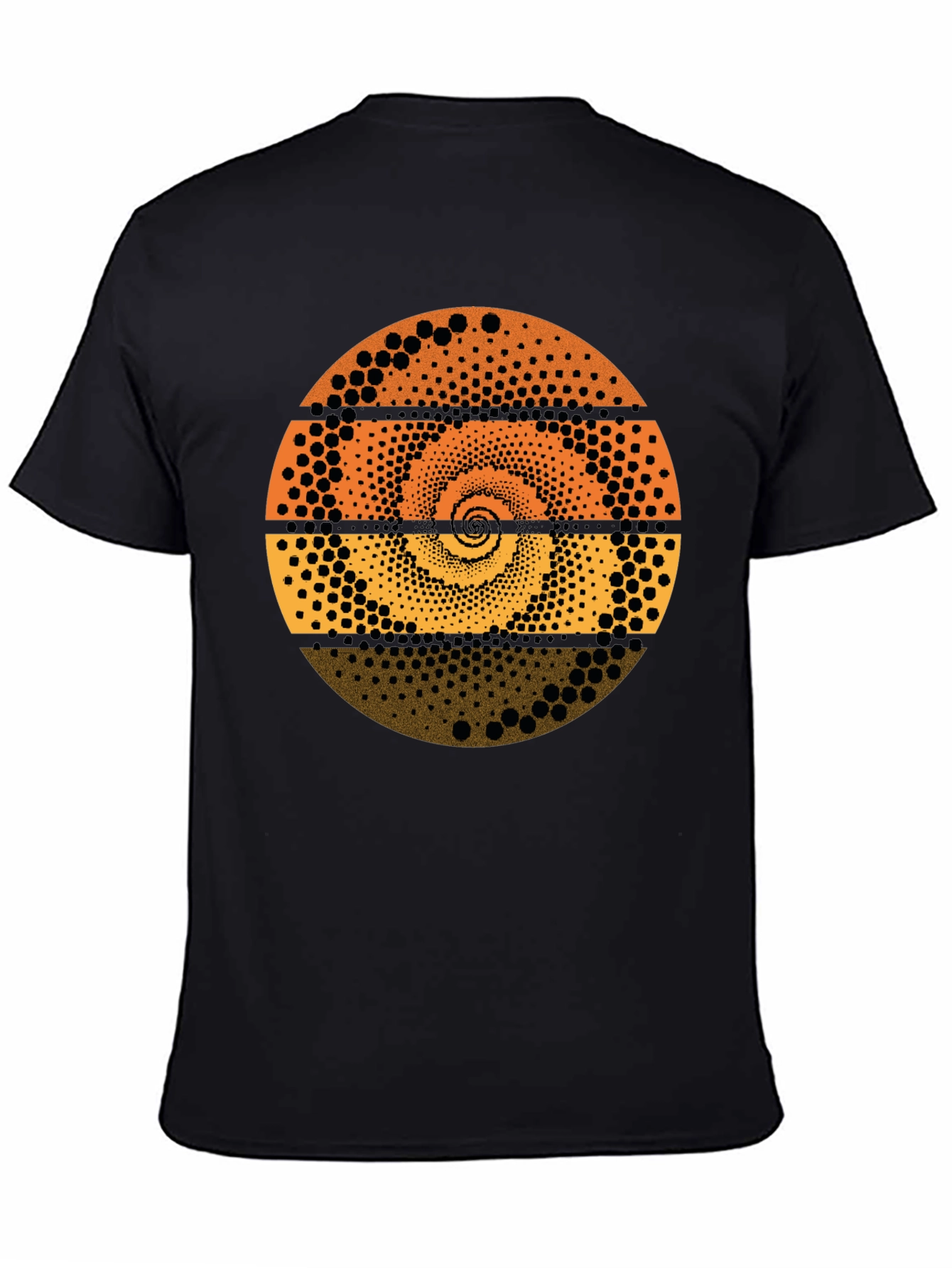 Abstract Dot Spiral Graphic Tee - Black Cotton T-Shirt