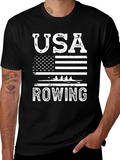 USA Rowing T-Shirt - American Flag Design