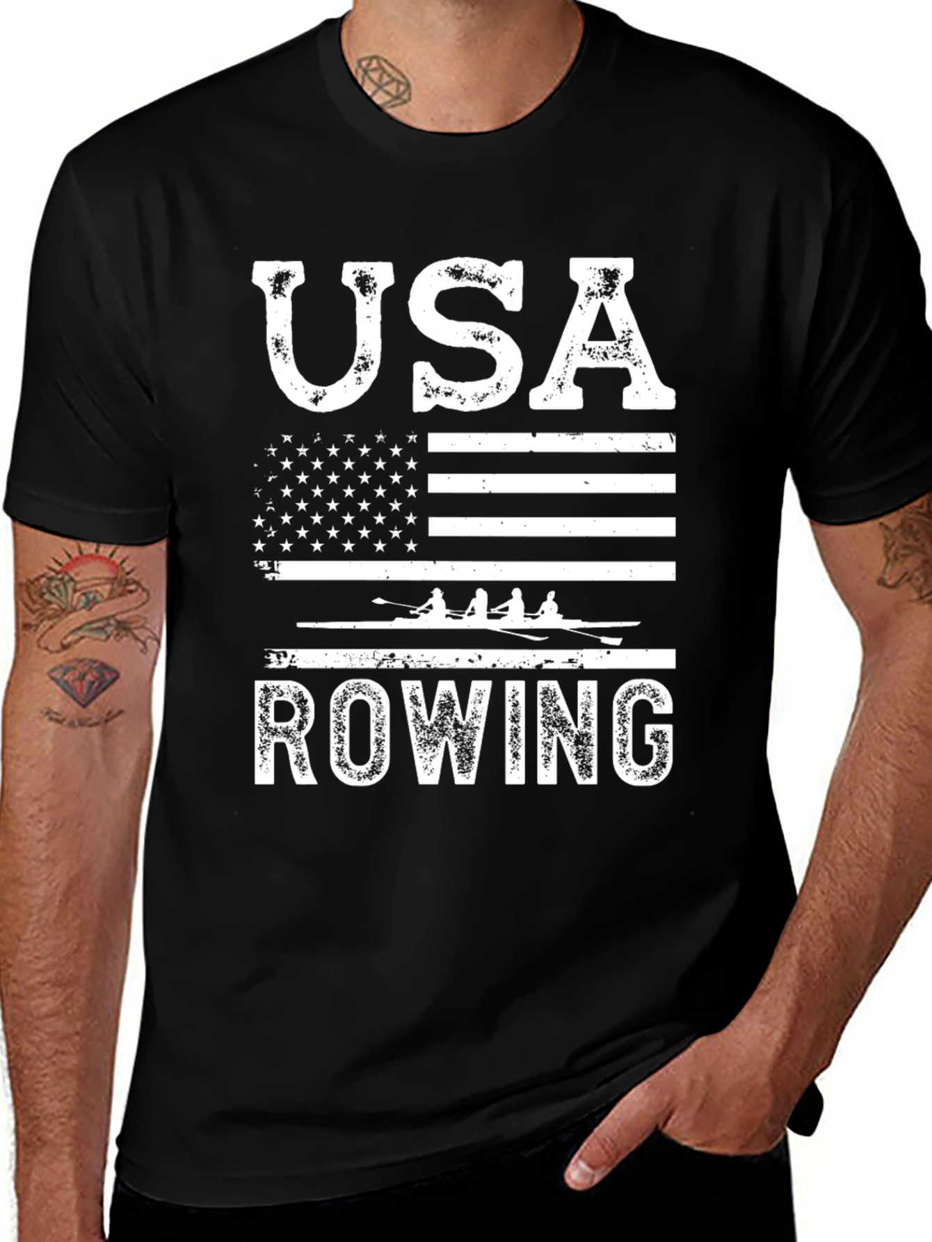 USA Rowing T-Shirt - American Flag Design