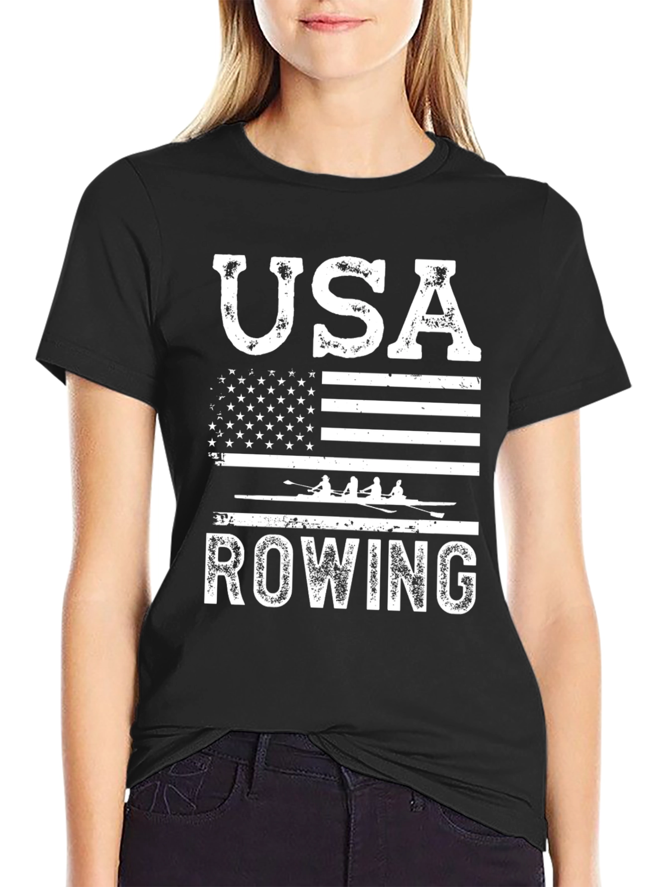 USA Rowing T-Shirt - American Flag Design
