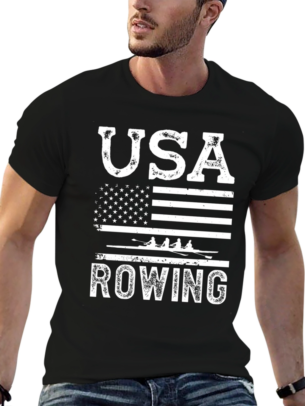 USA Rowing T-Shirt - American Flag Design
