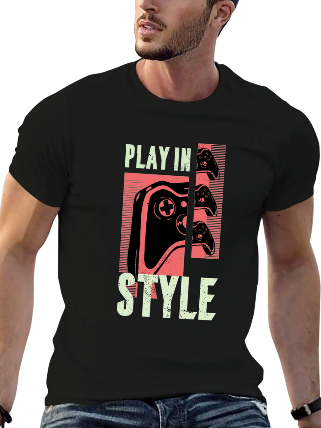 Play in Style Gaming T-Shirt - Black Graphic Tee