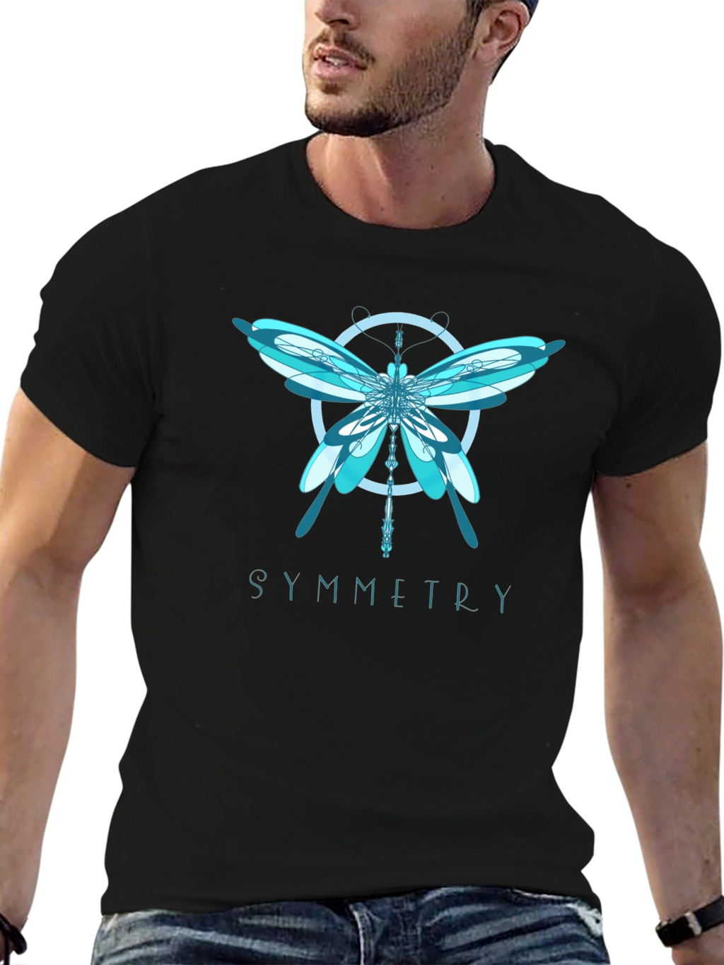 Symmetry Dragonfly Graphic T-Shirt - Modern Art Tee