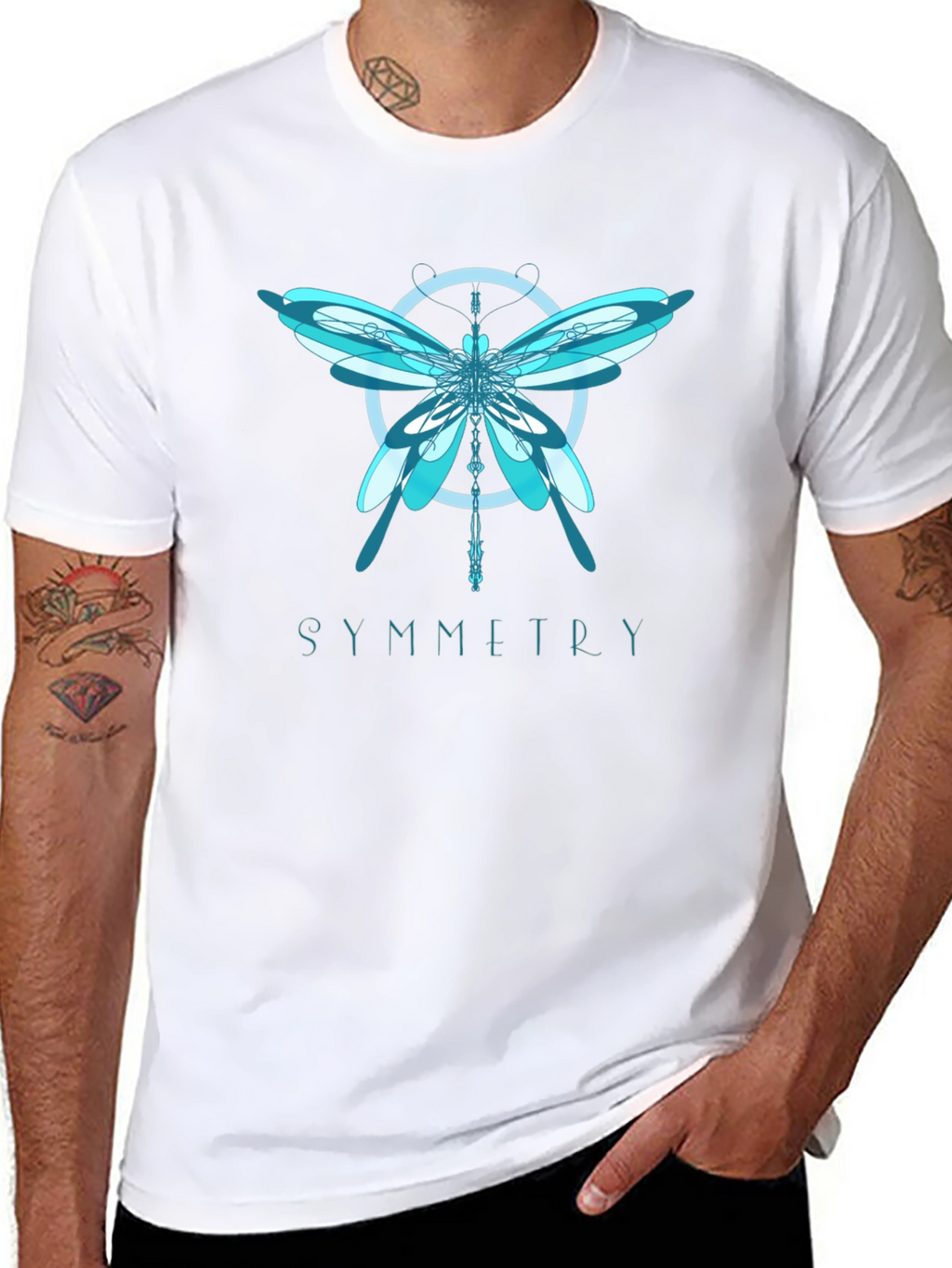 Symmetry Dragonfly Graphic T-Shirt - Modern Art Tee