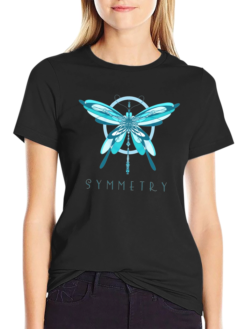 Symmetry Dragonfly Graphic T-Shirt - Modern Art Tee