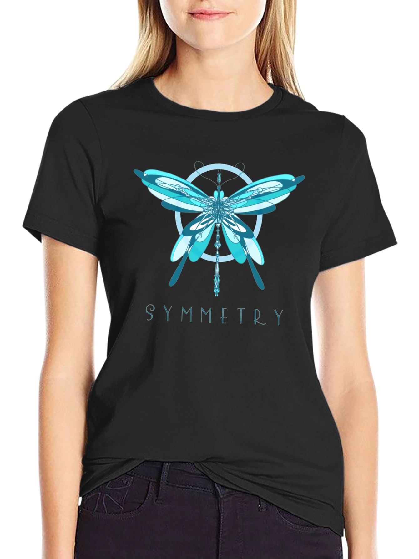 Symmetry Dragonfly Graphic T-Shirt - Modern Art Tee
