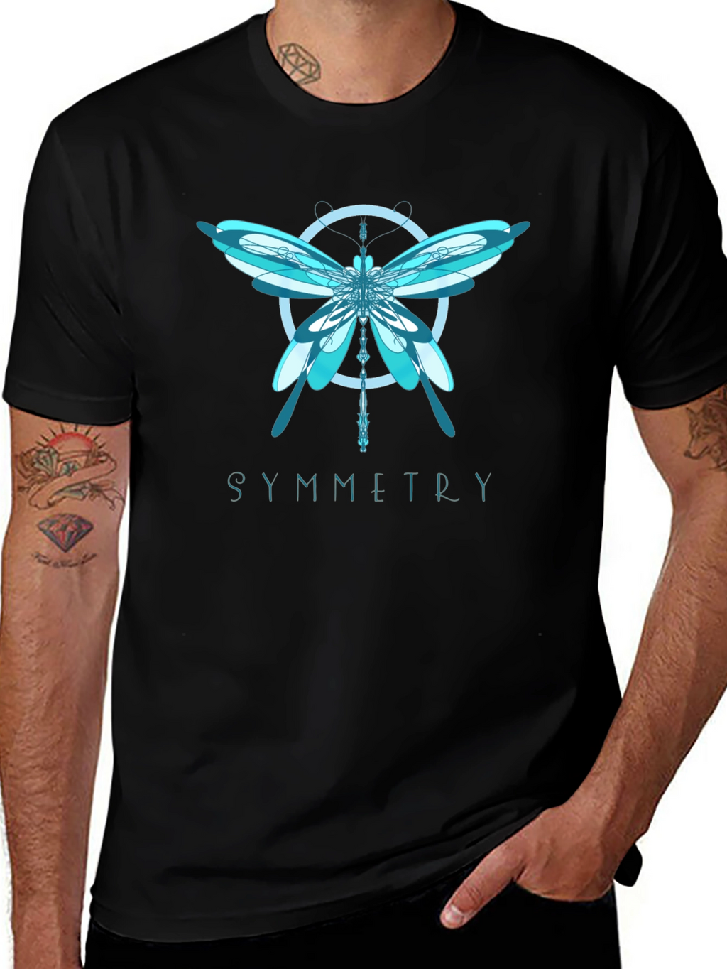 Symmetry Dragonfly Graphic T-Shirt - Modern Art Tee