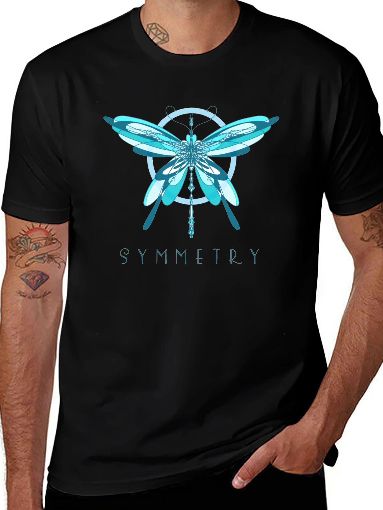 Symmetry Dragonfly Graphic T-Shirt - Modern Art Tee
