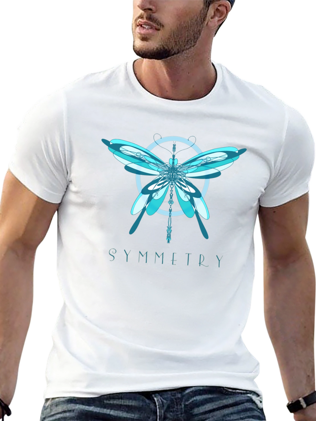 Symmetry Dragonfly Graphic T-Shirt - Modern Art Tee